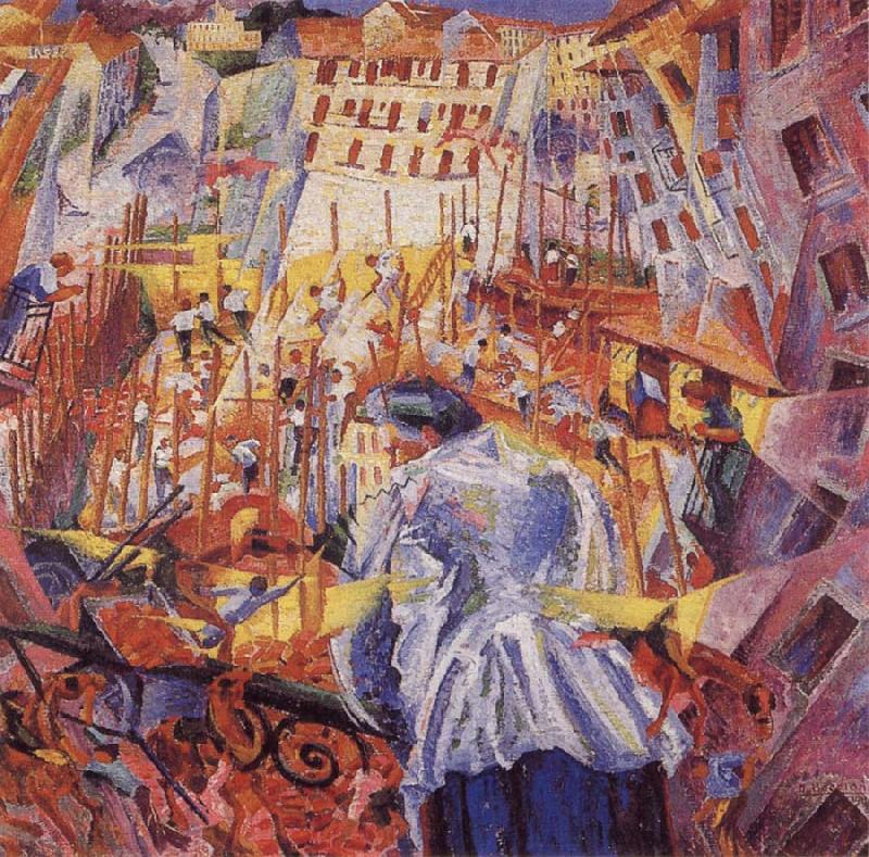 Umberto Boccioni The Noise of the Street Enters the House oil painting image
